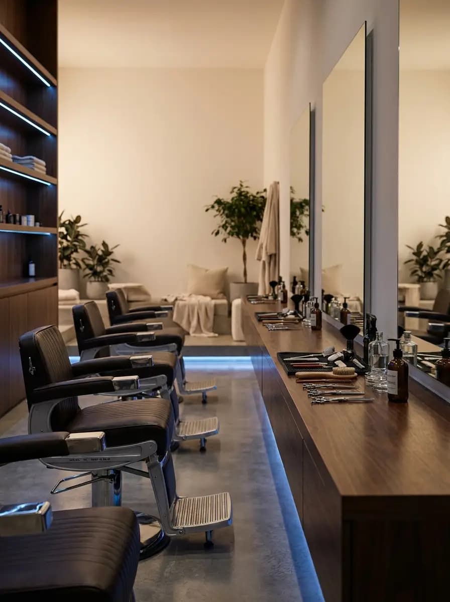 Interior de una barbería moderna